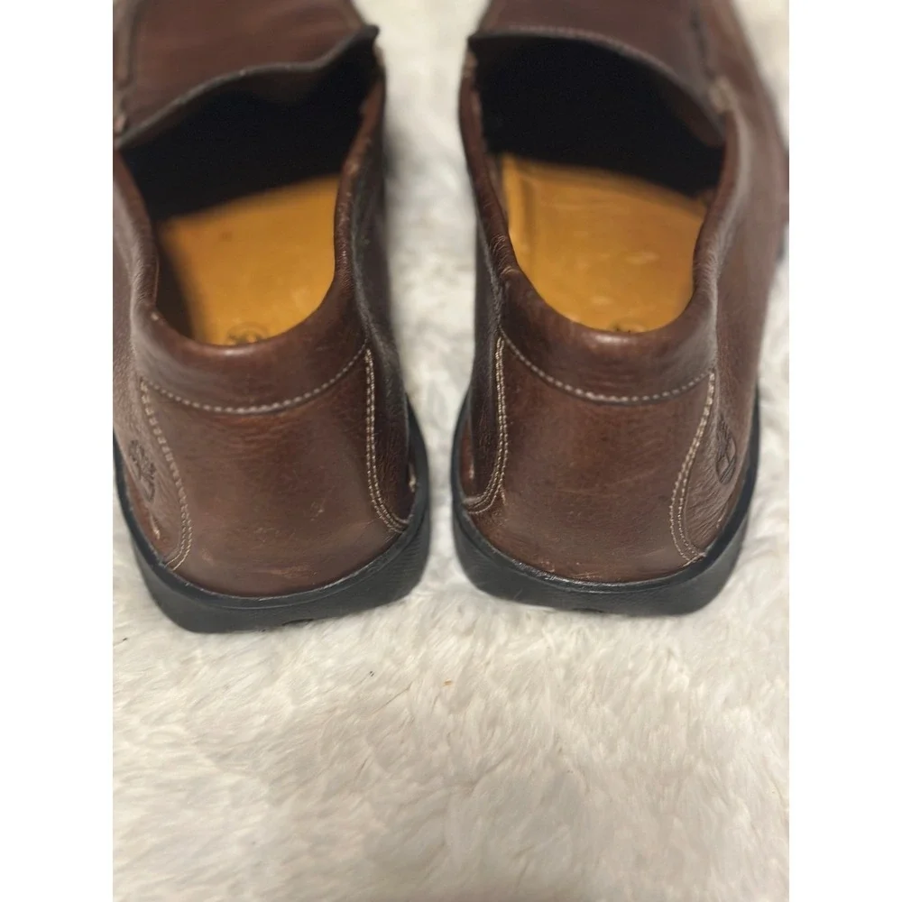 Timberland Mens Leather Loafers Brown Slip On Casual Dress Shoes‎